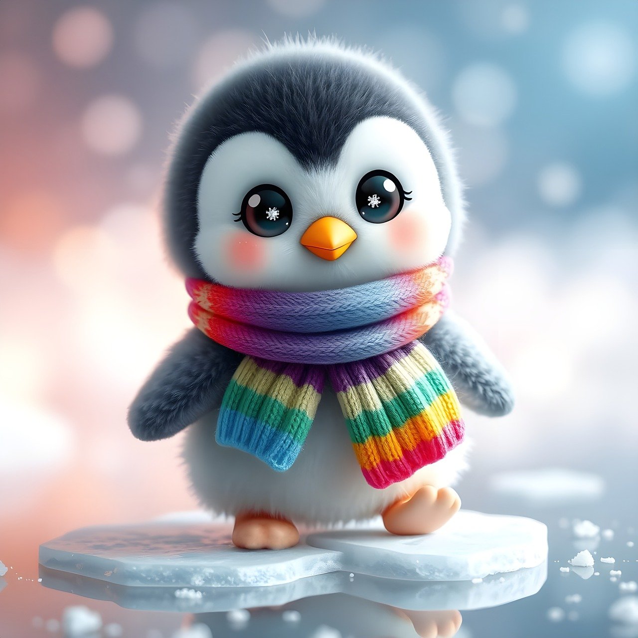 ai generated, penguin, bird, animal, wildlife, fauna, ornithology, antarctic, antarctica, species, nature, cartoon, cute, adorable, sweet, ice floe, iceberg, cold, sea, baby, child-9642892.jpg